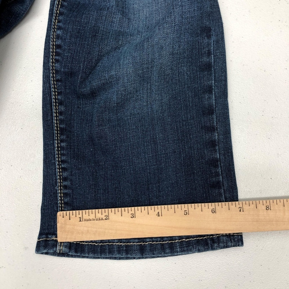 Seven7 Capri Jeans Womens 10 Blue Mid Rise Distressed Embroidered Stretch Denim - Picture 10 of 13